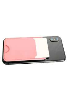 Solid Color Adhesive Card Holder Bag - Pink - View 4