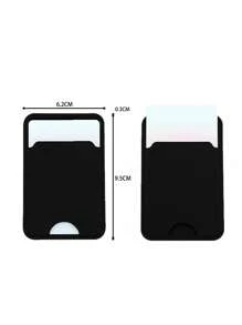 Solid Color Adhesive Card Holder Bag - Black - View 3