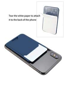 Solid Color Adhesive Card Holder Bag - Navy Blue - View 4