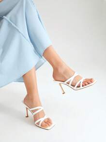 MOTF PREMIUM Sandal cao gót quai ngang - trắng - Xem 2