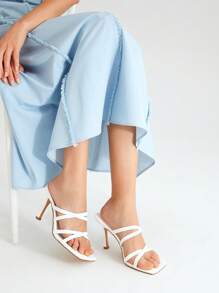 MOTF PREMIUM Sandal cao gót quai ngang - trắng - Xem 4