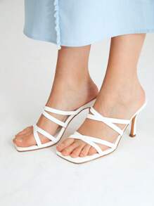 MOTF PREMIUM Sandal cao gót quai ngang - trắng - Xem 5