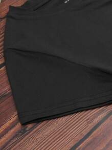 SHEIN LUNE Cactus And Slogan Graphic Tee - Black - View 4