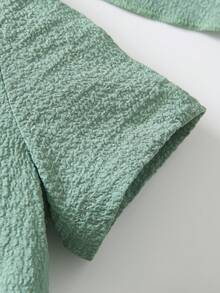 SHEIN 小男童翻蓋口袋腰帶襯衫連體短褲和帽