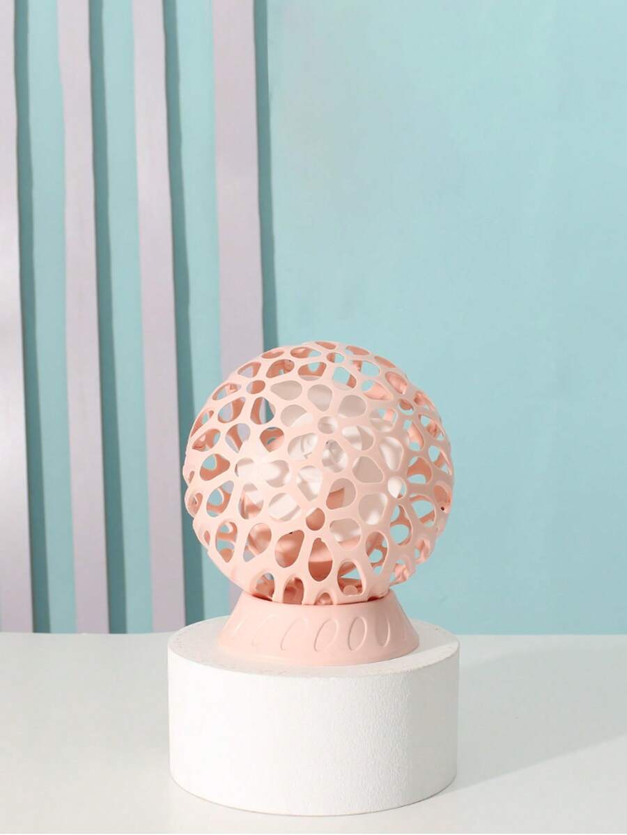 1pc ABS Desk Fan, Creative Ball Design Hollow Out Desktop Fan For Home - Pink - View 1