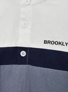 Tween男孩信封字母平面色塊襯衫和短褲 - 藍白色 - 查看 4
