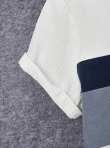 Tween男孩信封字母平面色塊襯衫和短褲 - 藍白色 - 查看 5