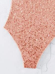 Sequin Decor One Piece Swimsuit - Dusty Pink - View 7