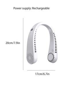 1入組ABS便攜領日常白色USB充電便攜挂脖無葉風扇適用於 - 白色 - 查看 3