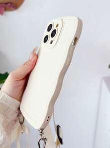 Apple Wavy Frame Solid Phone Case With Lanyard Waterproof Shockproof Anti-Fall Scratch Resistant