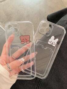 2pcs Cartoon Printed Anti-Fall Phone Case With Card Slot Compatible With IPhone 13, 11 - Multicolor - View 2