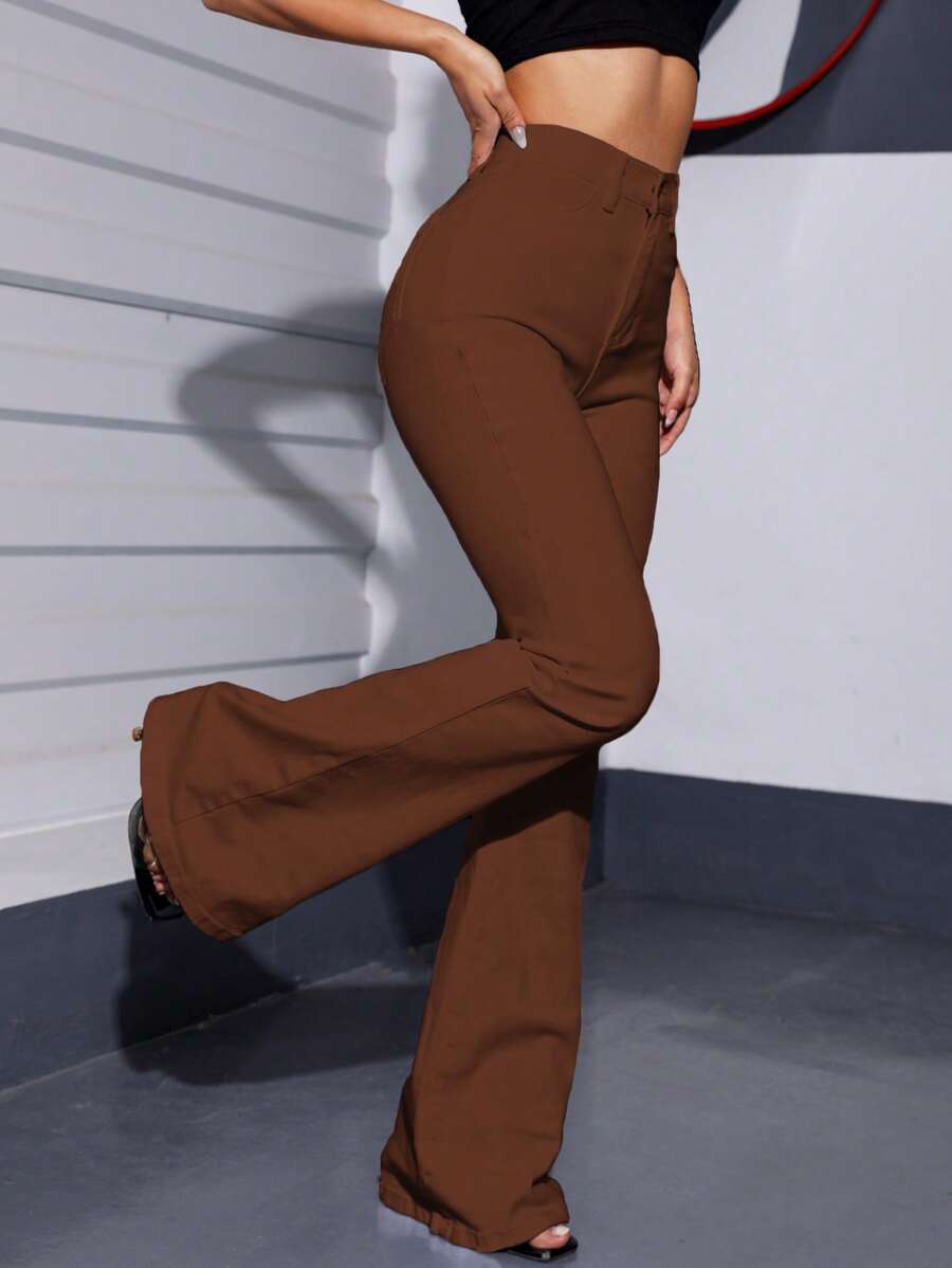 SHEIN EZwear Solid Flare Leg Jeans