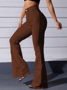 SHEIN EZwear Solid Flare Leg Jeans
