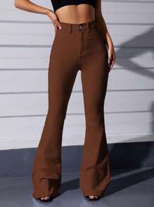 SHEIN EZwear Solid Flare Leg Jeans