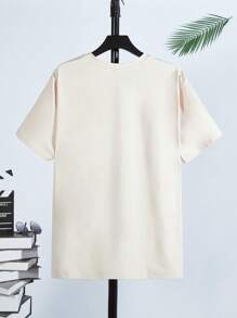 EASEVO Men Plus Mountain & Slogan Graphic Tee - Beige - View 2