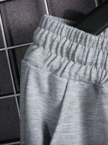 Manfinity Homme Loose Fit Men's Alien & Letter Graphic Drawstring Shorts, Cartoon Shorts, Men's Shorts Graphic, Anime Shorts For Men, Men Shorts Grey - Light Grey - View 6