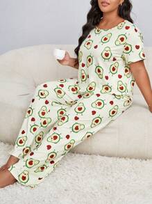 Conjunto de pijama con estampado de fruta talla grande