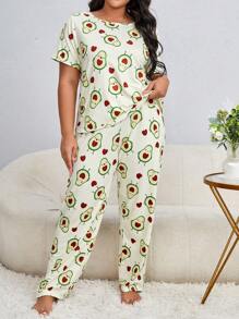 Conjunto de pijama con estampado de fruta talla grande