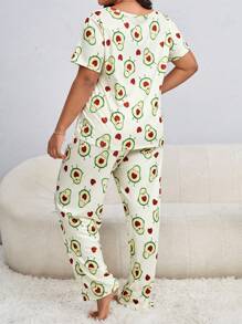 Conjunto de pijama con estampado de fruta talla grande
