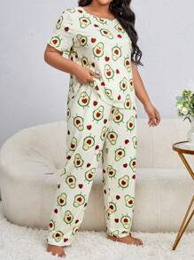 Conjunto de pijama con estampado de fruta talla grande