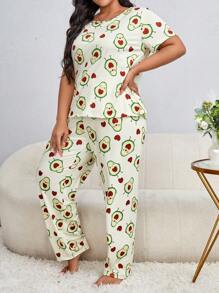 Conjunto de pijama con estampado de fruta talla grande