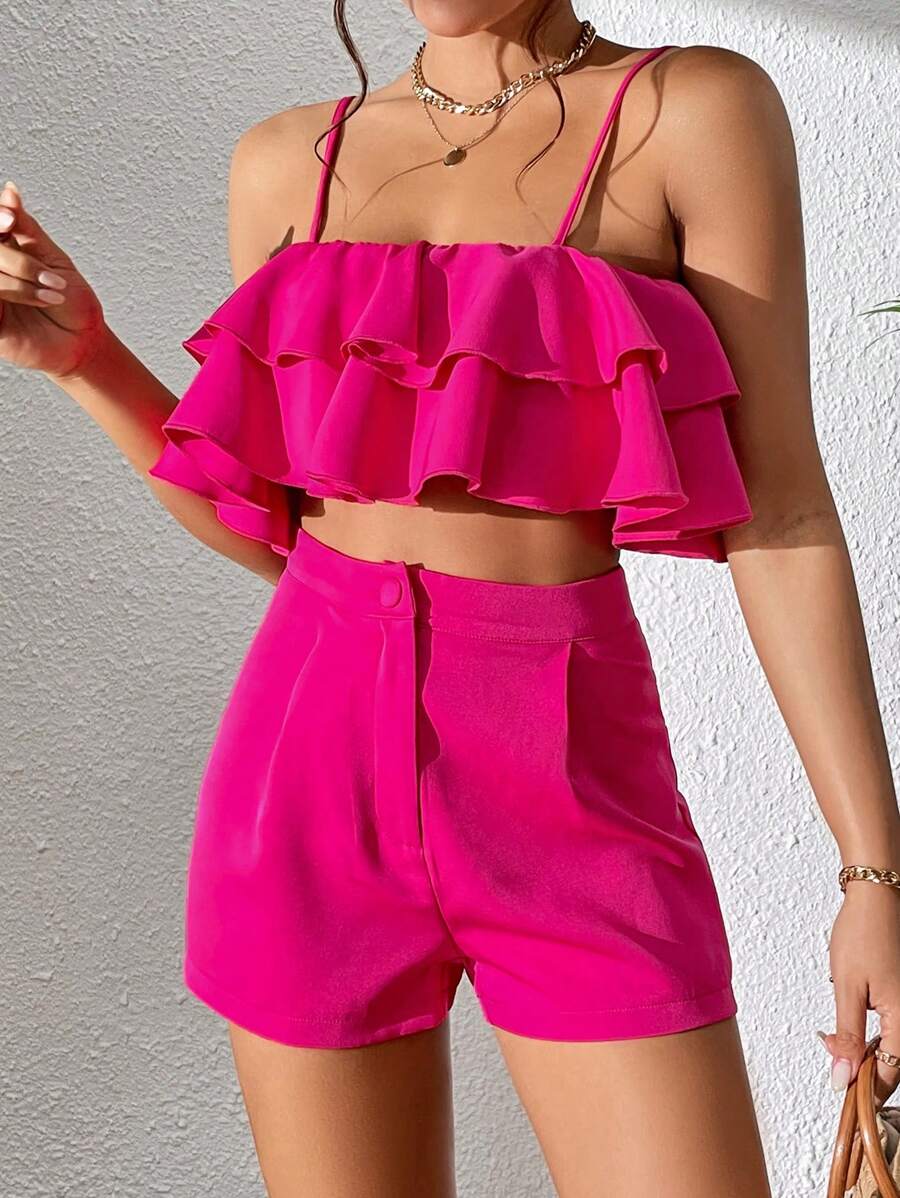Breezaya Ruffle Trim Cami Top & Shorts