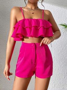 Breezaya Ruffle Trim Cami Top & Shorts