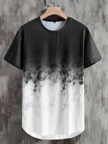 Manfinity Homme 男士圖案印花T恤 - 黑與白 - 查看 1