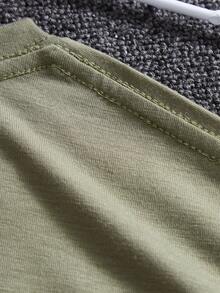 Men Cotton Slogan Graphic Tee - Army Green - View 4