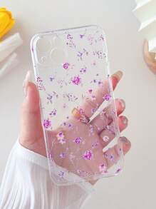 Flower Print Clear Phone Case - Multicolor - View 2