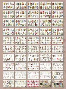 YUXIAN 40 cái Nhãn dán các loại hoa văn thực vật, Decal hiện đại cho học sinh - Nhiều màu - Xem 6