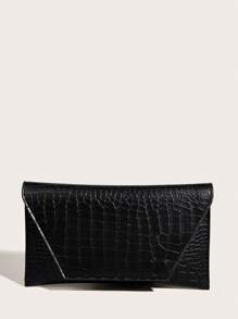 Medium Envelope Bag Geometric Embossed Solid Black - Black - View 2
