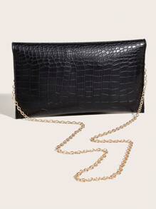 Medium Envelope Bag Geometric Embossed Solid Black - Black - View 6