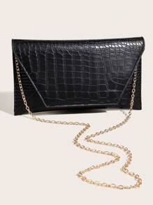 Medium Envelope Bag Geometric Embossed Solid Black - Black - View 7