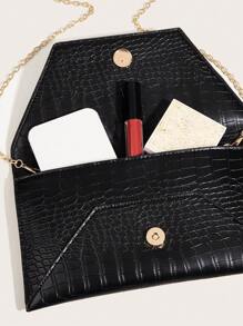 Medium Envelope Bag Geometric Embossed Solid Black - Black - View 8