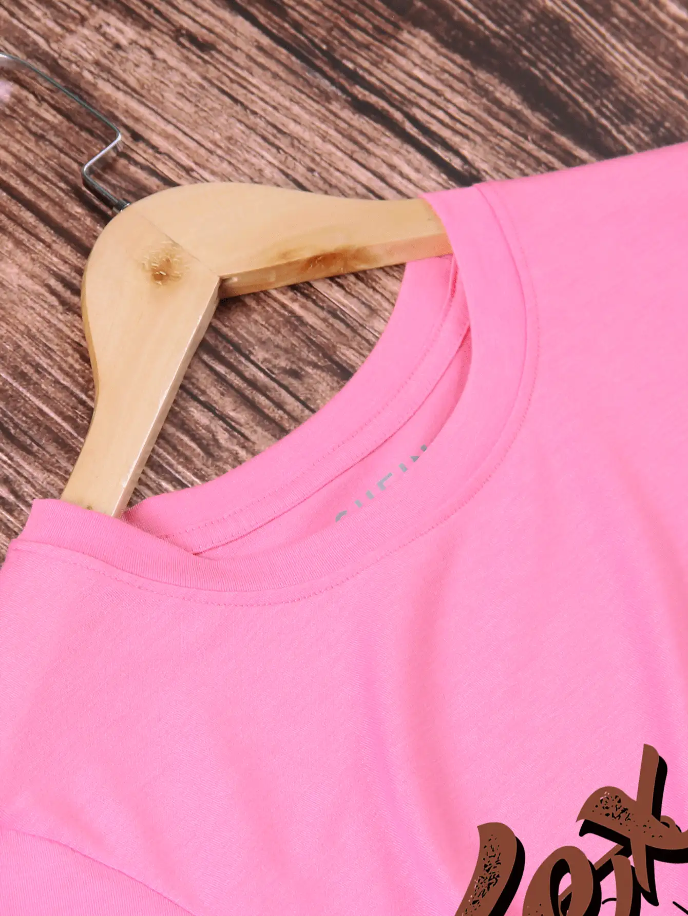 SHEIN LUNE Áo thun nữ Lá thư Thực vật Giải trí - Hồng - Xem 6