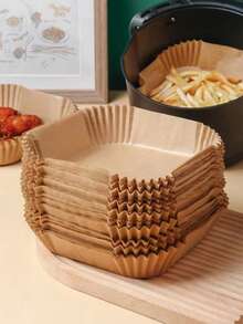 50 piezas/set Papel para hornear galletas papel simple marrón cuadrado para hornear en la cocina - Marrón - Ver 2