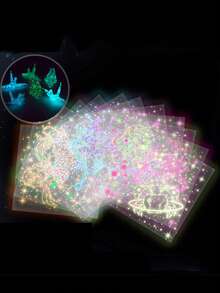 licao 24 piezas con patrón mixto brillante en oscuro creativo multipropósito Papel origami para Artesanía de bricolaje - Azul - Ver 2