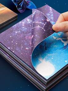 licao 24 piezas con patrón mixto brillante en oscuro creativo multipropósito Papel origami para Artesanía de bricolaje - Azul - Ver 5