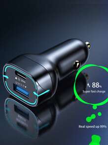 1入組雙端口車載充電器 - 黑色 - 查看 1