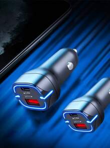 1入組雙端口車載充電器 - 黑色 - 查看 2