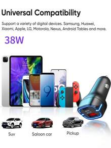 1入組雙端口車載充電器 - 黑色 - 查看 4