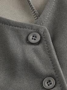 SHEIN EZwear 素色前紐扣馬甲無襯衫 - 深灰色 - 查看 3