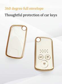 1 Bộ Kim Cương Giả Trang Trí TPU Chìa Khóa Ô Tô & Móc Khóa Tương Thích Với Xe Honda, Vỏ Chìa Khóa Fob - trắng - Xem 4