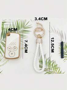 1 Bộ Kim Cương Giả Trang Trí TPU Chìa Khóa Ô Tô & Móc Khóa Tương Thích Với Xe Honda, Vỏ Chìa Khóa Fob - trắng - Xem 6