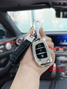 1套TPR聚氨酯車鑰匙殼和鑰匙圈兼容現代,鑰匙表袋用鏈條或絲帶連接到馬甲懷錶套 - 銀色 - 查看 7