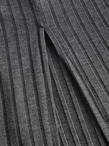 SHEIN EZwear 大碼素色條紋針織半身裙 - 深灰色 - 查看 5