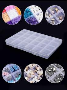 1Pc Multi-Grid Clear Plastic Organizer Box Container Craft Storage For Beads Organizer Art DIY Jewelry - Clear - View 1