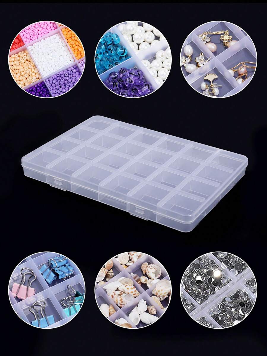 1Pc Multi-Grid Clear Plastic Organizer Box Container Craft Storage For Beads Organizer Art DIY Jewelry - Clear - View 1