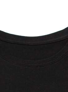 INAWLY 标语图案 T 恤 限量版图案 T 恤 女士上衣 - 黑色 - 查看 4